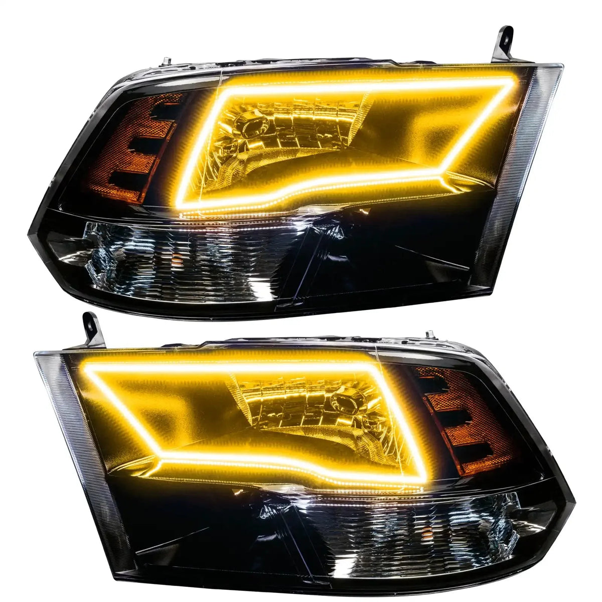 2009-2018 RAM (1500/2500/3500) ORACLE Lighting ColorSHIFT Switchback Quad Pre-Assembled Halo Headlights - Black Housing