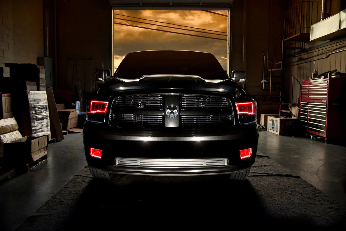 2009-2018 RAM (1500/2500/3500) ORACLE Lighting ColorSHIFT Switchback Quad Pre-Assembled Halo Headlights - Black Housing
