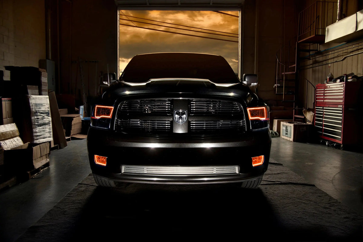 2009-2018 RAM (1500/2500/3500) ORACLE Lighting ColorSHIFT Switchback Quad Pre-Assembled Halo Headlights - Black Housing