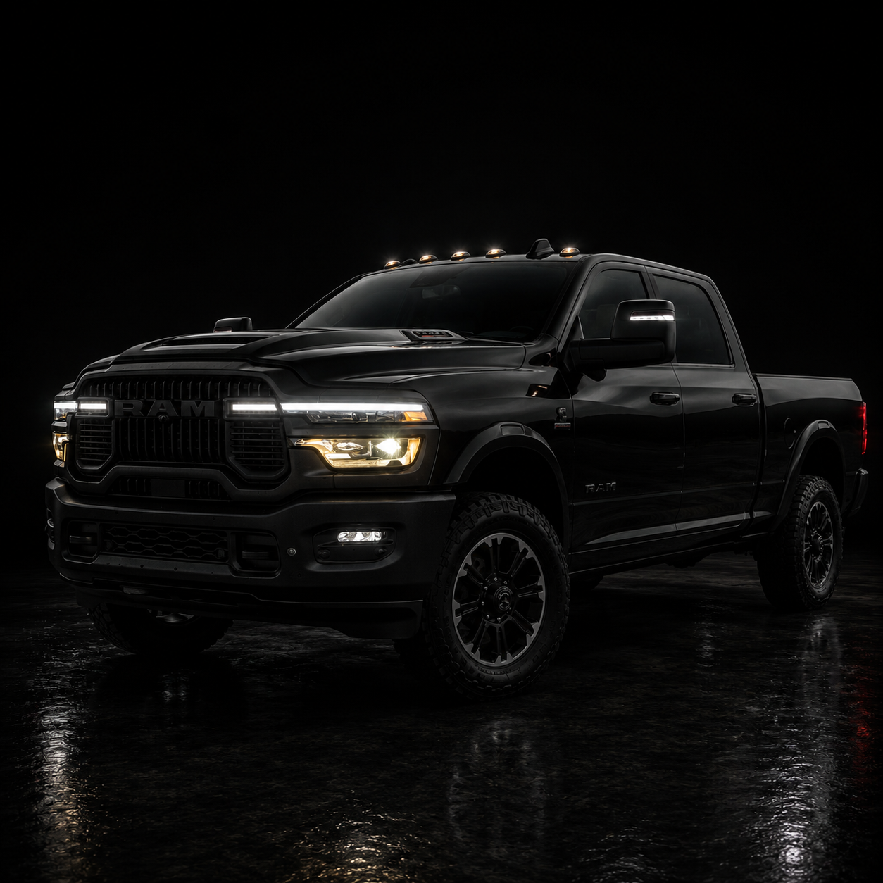 2025-2026 Ram 2500/3500 (6th-Gen) LED Grille Light Kit – Curved Fit, IP67, Bolt-On, Silver or Black Anodized Frame