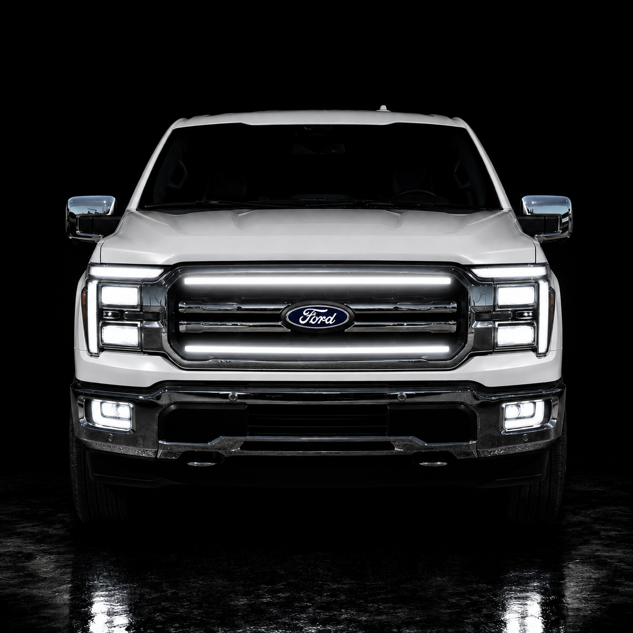 2024-2025 Ford F150 Lariat LED Grille Light Kit – White DRL Strip, IP67, Plug-and-Play Ready