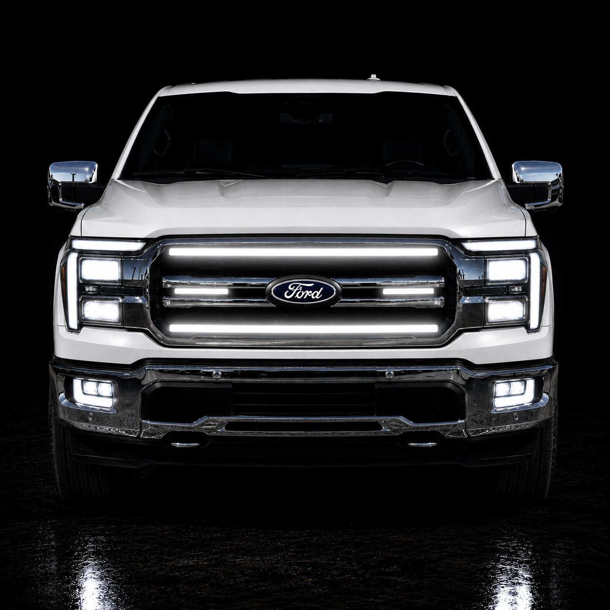 2024-2025 Ford F150 Lariat LED Grille Light Kit – White DRL Strip, IP67, Plug-and-Play Ready