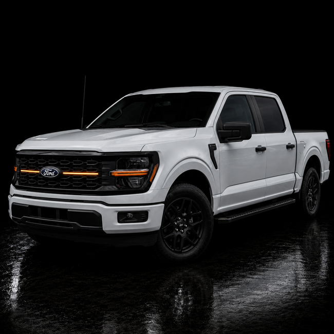 2024 Ford F-150 STX LED Center-Grille Light Bar – White DRL, IP67, Bolt-On