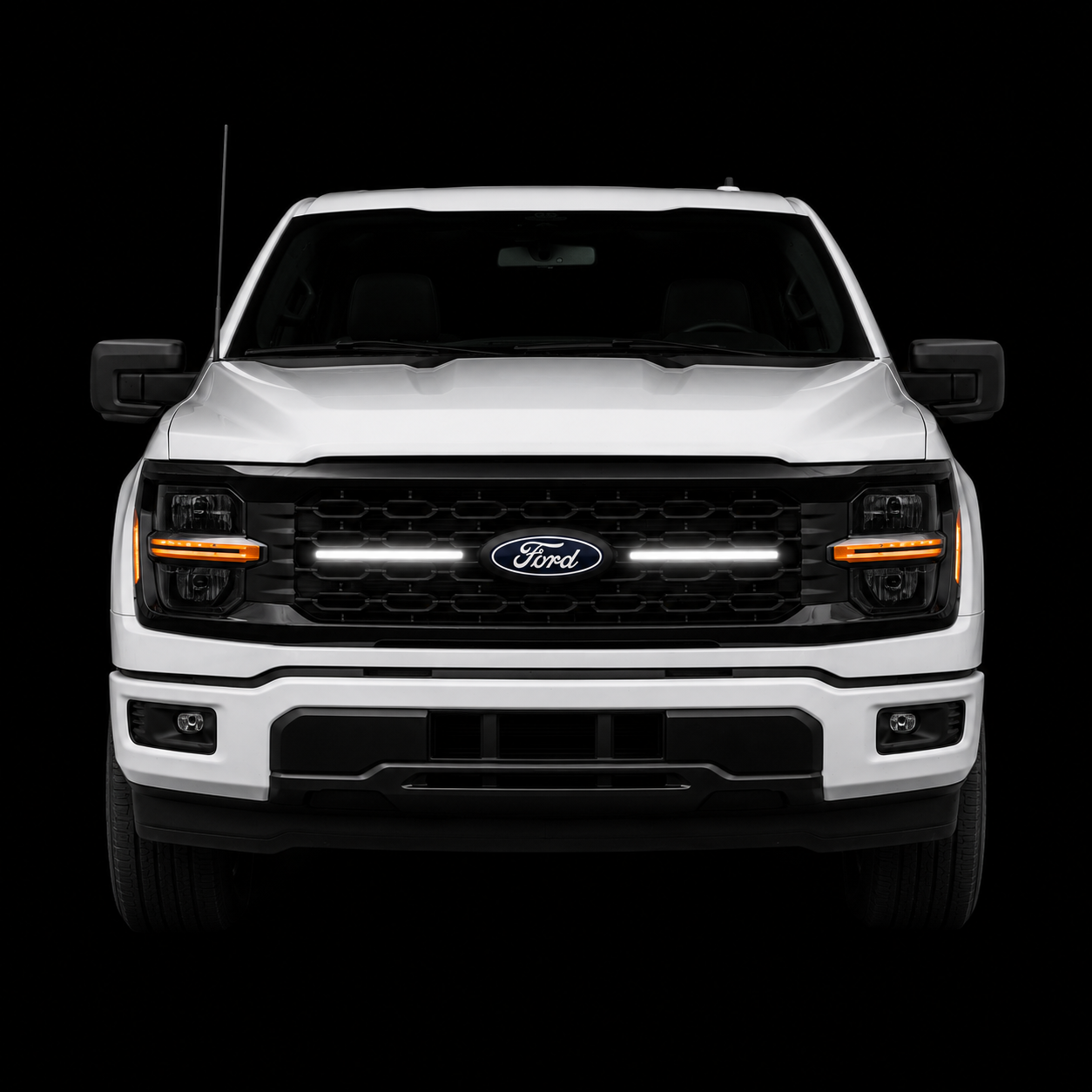 2024 Ford F-150 STX LED Center-Grille Light Bar – White DRL, IP67, Bolt-On
