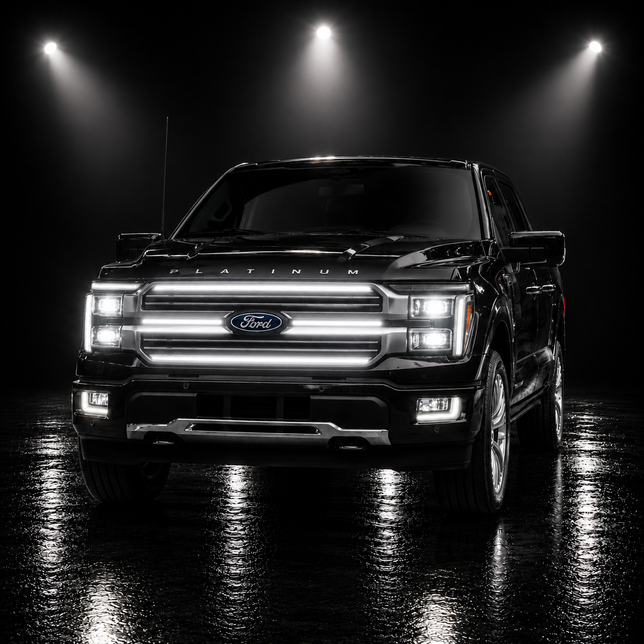 2024-2025 Ford F150 Platinum “Black Package” LED Grille Light Kit – White DRL Strip, IP67, Plug-and-Play Ready