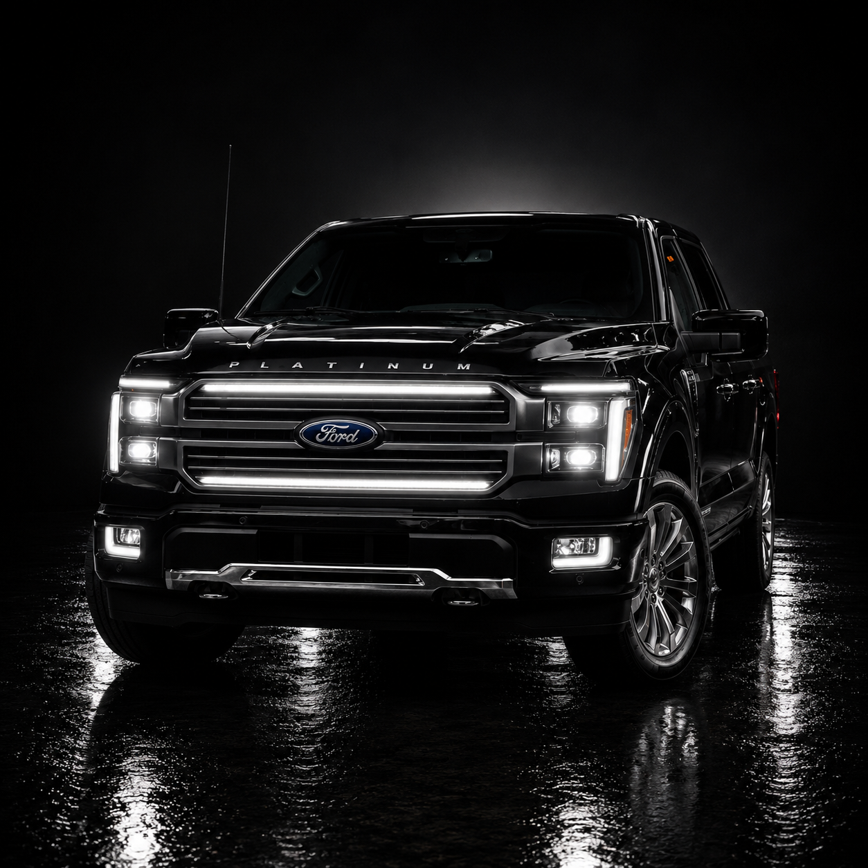 2024-2025 Ford F150 Platinum “Black Package” LED Grille Light Kit – White DRL Strip, IP67, Plug-and-Play Ready