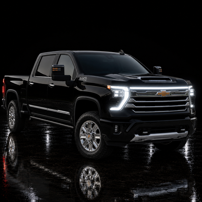 2024-2026 Chevy Silverado HD 2500/3500 LED “Power” Grille Bar – LTZ & High Country, IP68, Black/Silver Frame