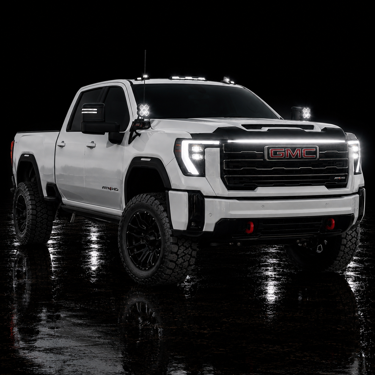 2024 – 2026 GMC Sierra 2500/3500 LED “Power” Grille Bar – SLE, SLT, Pro, AT4 & AT4X, IP67, Black/Silver