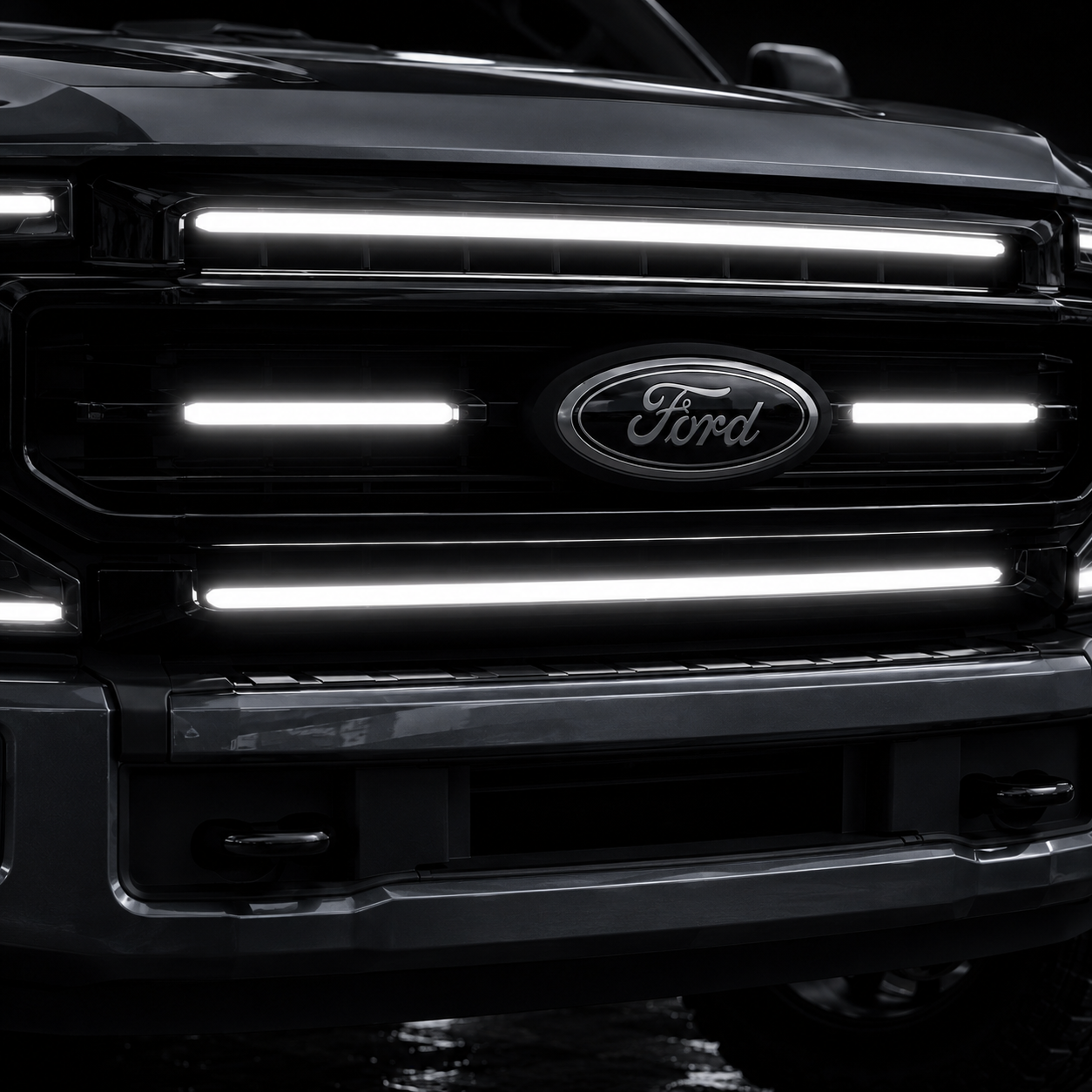 2020-2022 Ford F-250/F-350/F-450/F-550 Center LED Grille Light Kit – Set of 2 Bars, IP67, Plug-and-Play Ready