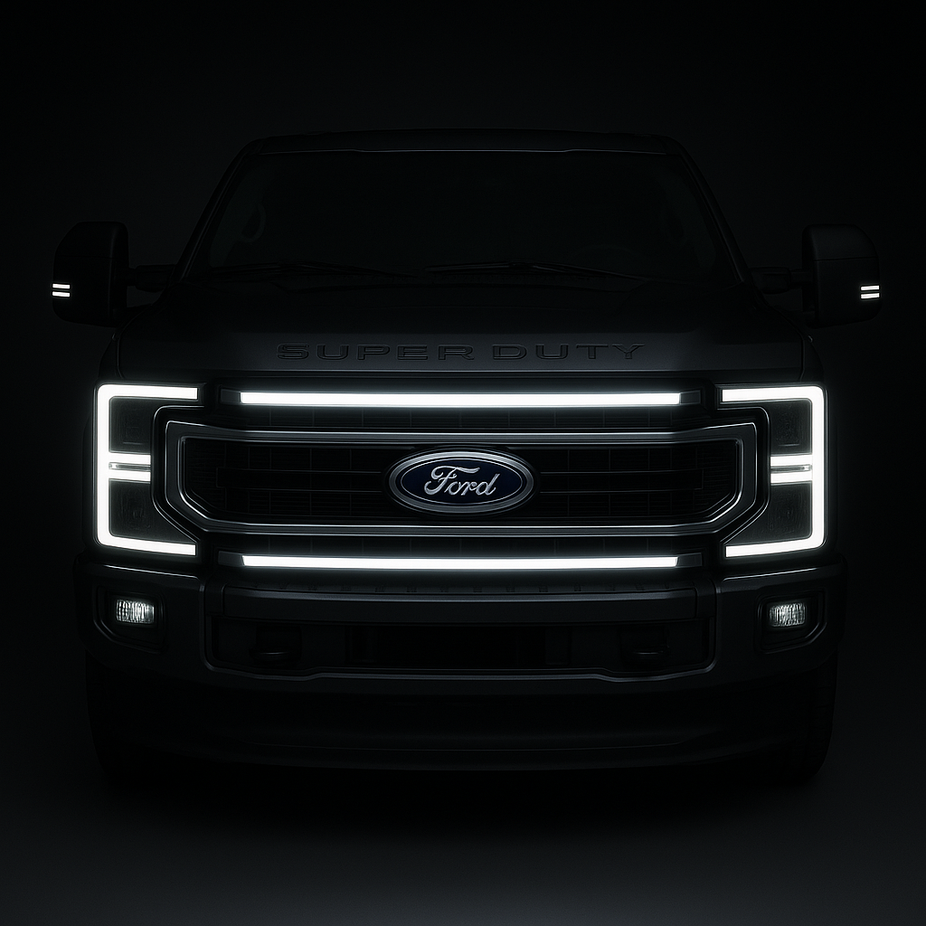 2020-2022 Ford F-250/F-350/F-450/F-550 LED Grille Light Kit – Lariat/XL/STX/Tremor, IP67, Black/Silver