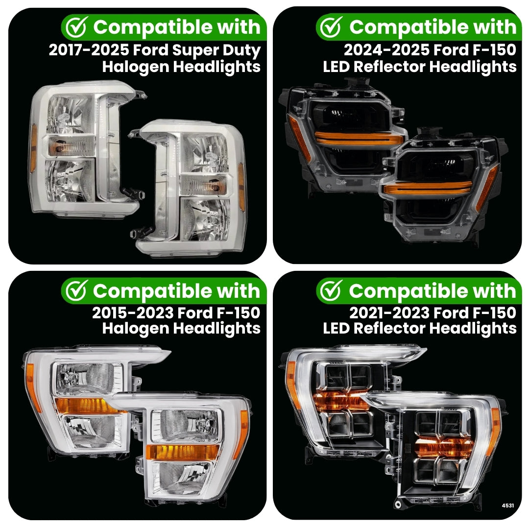 2015-2025 Ford F150 & 2017-2025 F250/F350/F450/F550 Parking Light Adapter for Headlights
