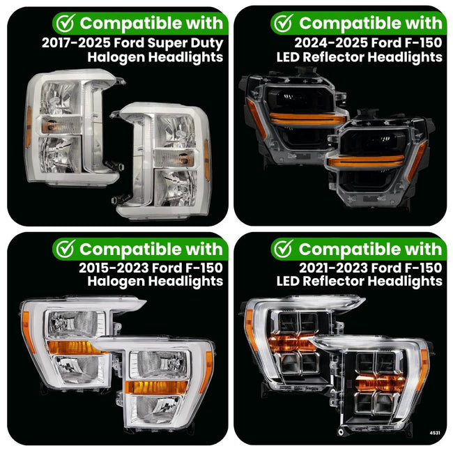 2015-2025 Ford F150 & 2017-2025 F250/F350/F450/F550 Parking Light Adapter for Headlights