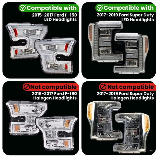 2015-2017 Ford F150 & 2017-2019 F250/F350/F450/F550 Parking Light Adapter for LED Headlights