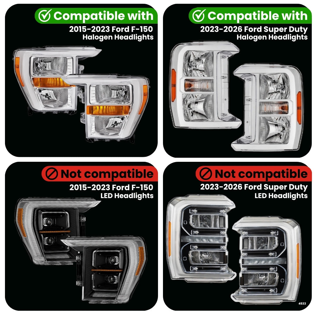 2015-2023 Ford F150 & 2023-2026 F250/F350/F450/F550 Halogen Headlight Adapter