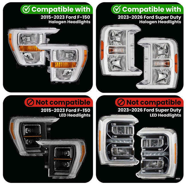 2015-2023 Ford F150 & 2023-2026 F250/F350/F450/F550 Halogen Headlight Adapter