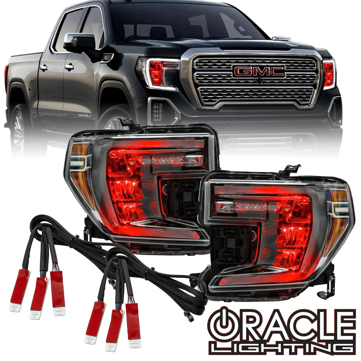 2019-2022 GMC Sierra 1500 ORACLE Lighting ColorSHIFT RGB Demon Eye Headlight Upgrade