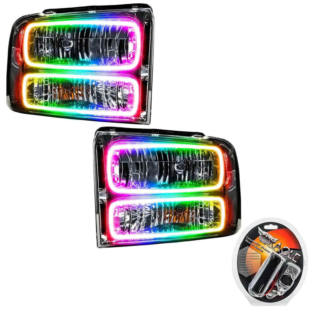 2005-2007 Ford F250/F350 Super Duty ORACLE Lighting Pre-Assembled Halo Headlights - Chrome Housing