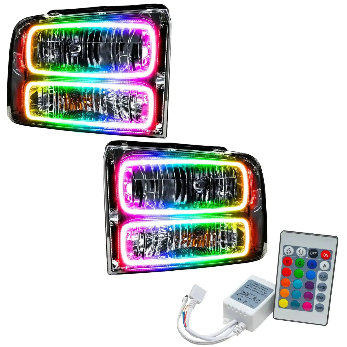 2005-2007 Ford F250/F350 Super Duty ORACLE Lighting Pre-Assembled Halo Headlights - Chrome Housing