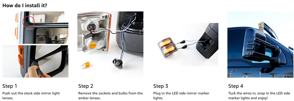 2008-2016 Ford F250 Super Duty Switchback LED Smoked Mirror Lights