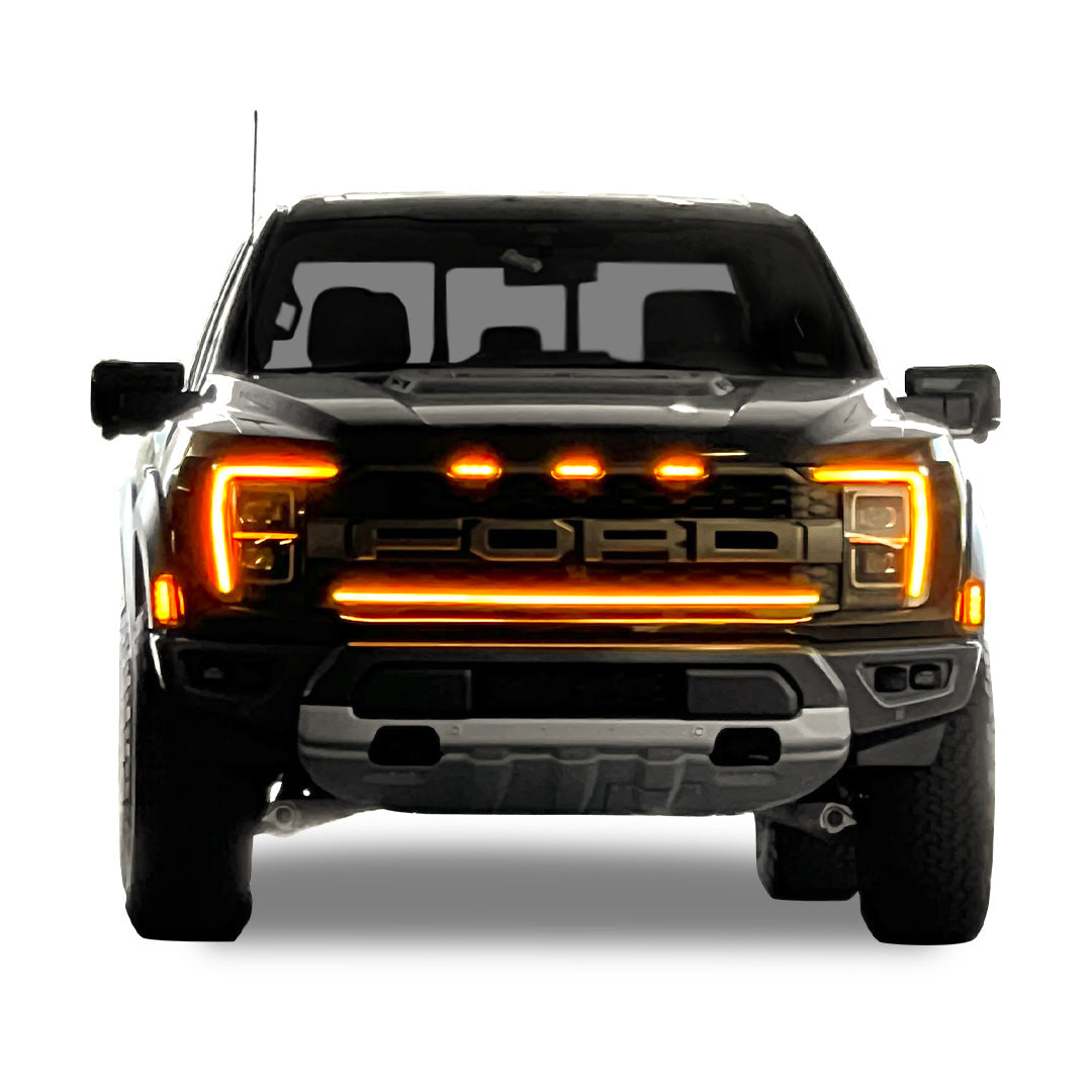 2021-2023 Ford F150 Raptor LED Grille Light Kit – Amber DRL Strip, IP6 ...