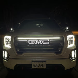 2019-2021 GMC Sierra 1500 AT4 LED “Power” Grille Light Bar – IP67, Plug-and-Play Ready, Black or Silver Frame