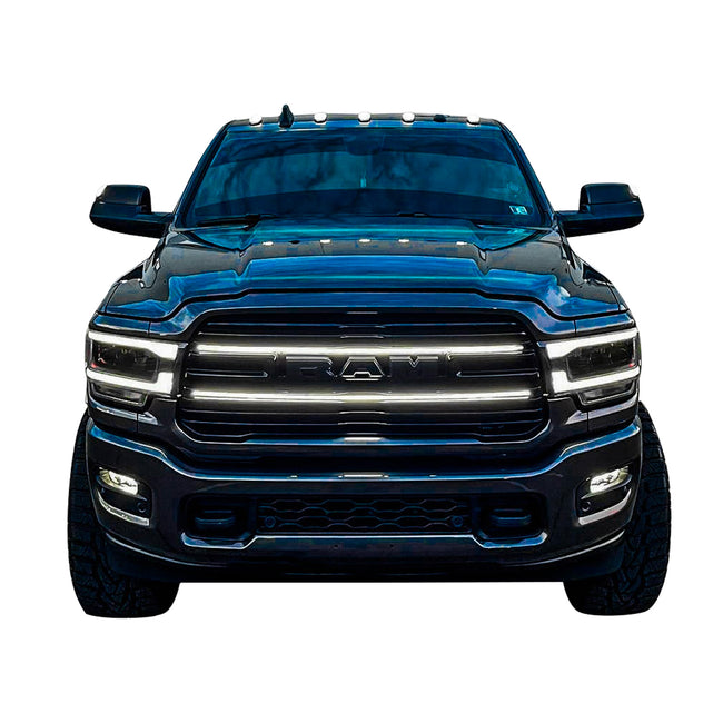 2019-2023 Ram 2500/3500 Laramie LED Grille Accent Bar – Curved Fit, IP67, Black or Silver Frame