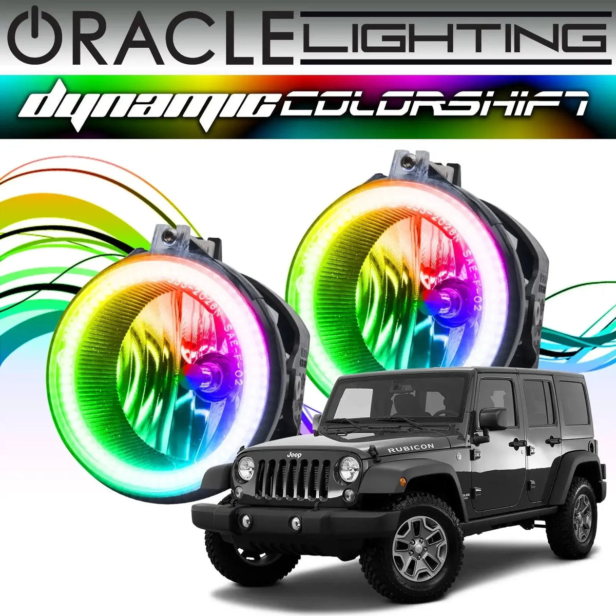 2007-2017 Jeep Wrangler ORACLE Lighting Dynamic ColorSHIFT Fog Light Halo Kit