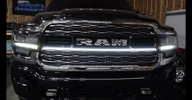 2019-2022 Ram 2500/3500 Limited LED Grille “Power” Light Bar – Single Strip, IP67, Black/Silver Frame