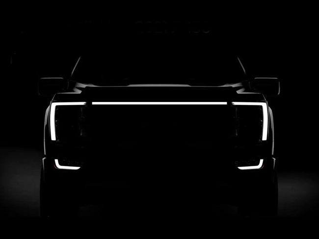 2021-2023 Ford F150 Lariat LED “Power” Grille Accent Bar – IP67, Black/Silver Frame